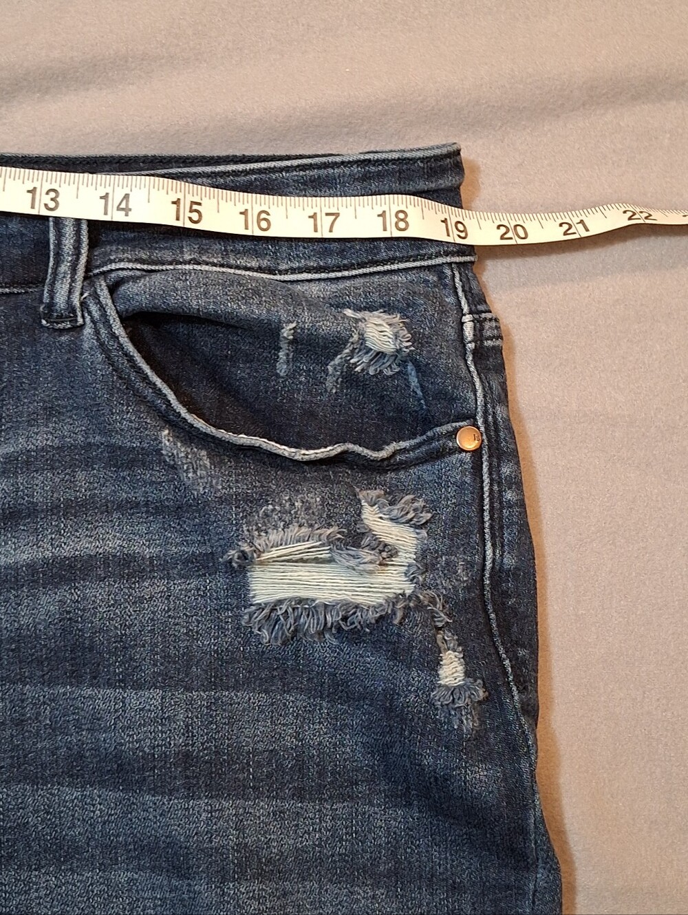Judy Blue 5 Pocket Dark Wash Distressed High-Rise Slim Boot Cut Denim Jeans 20W - Picture 7 of 15